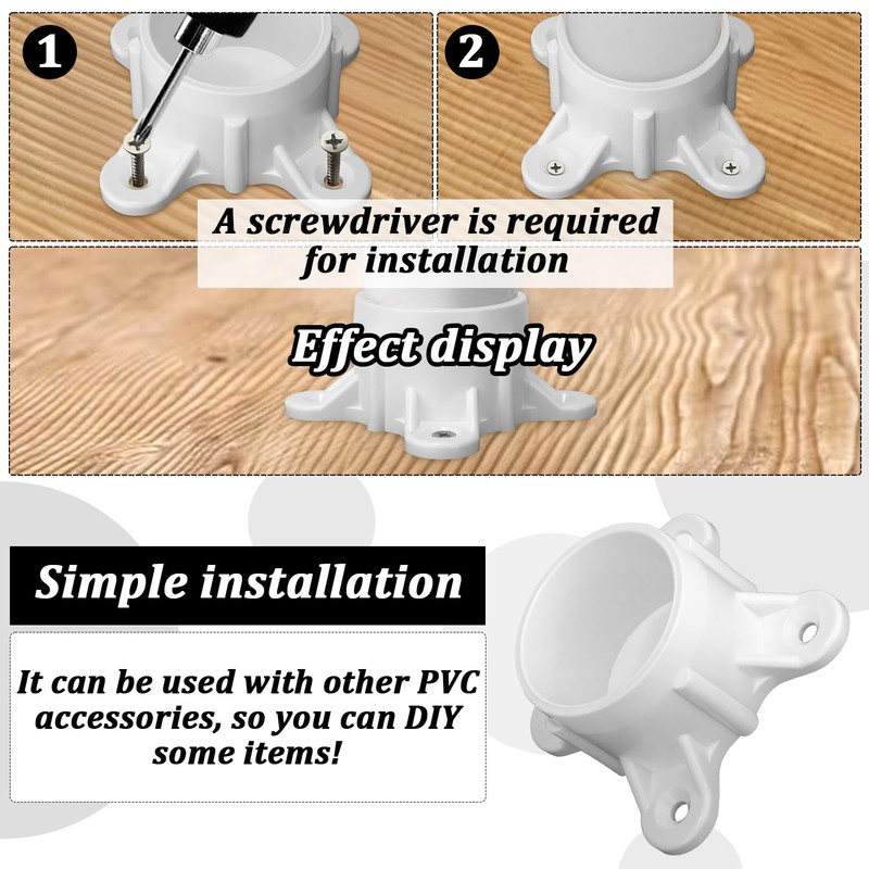 12 Packs PVC Flange for 1-1/2" PVC Pipe, Table Screw