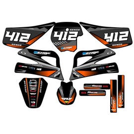 1998-2001 SX 50 Surge Black Senge Graphics Complete Kit with Rider I.D. Compatible with KTM