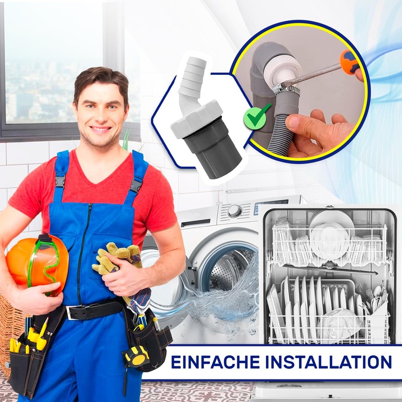 Dishwasher and Washing Machine Drain Adapter with Outlet for Pipe