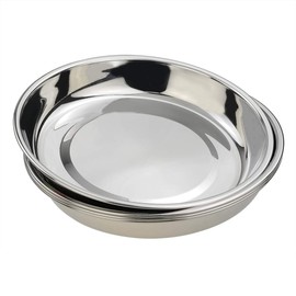 Callyne Set of 4 Stainless Steel Round Dinner Plate, Metal Food Plate
