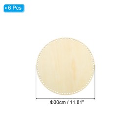 PATIKIL 12" Diameter Crochet Basket Bottom, 6Pcs Round Blank Crochet Knitting Wooden Base for DIY Craft Weaving Basket Making Supplies Home Decoration, Wood Color