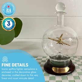 Ornamental Glass Model of a Spitfire Aeroplane in a Decorative Glass Decanter | Memorabilia | Gifts for Men | WW2 Gift | Wartime Memorabilia | Supermarine Spitfire | Battle of Britain
