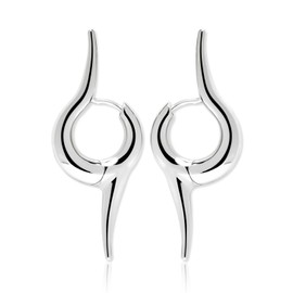 Premium Quality | 18K Platinum Plated Spike Hoop Earrings For Women | Lightweight & Comfortable | Haute Couture Aesthetics | Pump Up The Gem | US Brand |