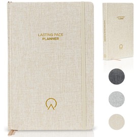 Lasting Pace Undated 52-Week Planner with Habit Tracker – 2024-2025 Goal & Productivity Planner (6" x 9"), Start on Monday, Daily Priorities, Weekly Reflections, and Annual Goal Setting for Time Management & Organization (Ivory)