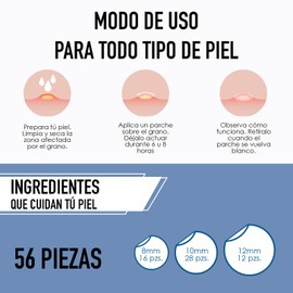 Dots Cuidado De La Piel Parches Para Acné - 56 Piezas (8mm/10mm/12mm) Veganas Resistentes Al Agua, Tratamiento Hidrocoloide De Imperfecciones Con Centella Asiatica, Pimple Patch Hecho En Corea Del Sur