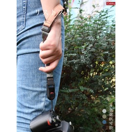 [Cobby] Wrist Strap Hand Strap Magnetic Buckle Anchor Design Nylon + Leather for SLR Mirrorless with Oval Triangle Ring Interchangeable (Gray)