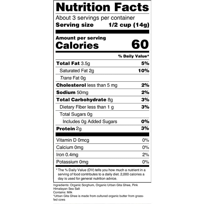 Nature Nate’s Popped Sorghum, Ghee Butter - Keto & Gluten