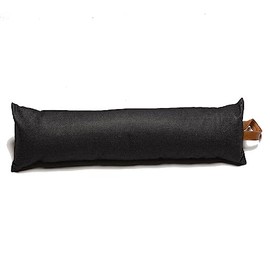 Classic Home Store Draught Excluder Denim Cotton Window Door Draft Stopper With Leatherette Handle 2ft (Black)