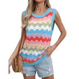 Drvitor Women's Summer Striped Tank Top and Sleeveless Rainbow Knit Sweater Vest — Perfect for Everyday Style