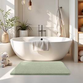 smiry Thick Memory Foam Bath Mat,50 x 75 cm,Extra Soft Absorbent Bathroom Mat,Non-Slip Quick Dry Bath Mats for Bathroom,Machine-Washable Bath Rug Foot Mat,Sage Green