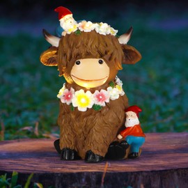 nawaza Garden Highland Cow Statue Outdoor,Highland Cow Outdoor Decorations for Patio,Highland Cow Decor Birthday Gifts for Women Mom Highland Cows Figurine for Yard Garden Patio Lawn Ornaments