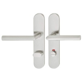JUVA Designer Door Handle Stainless Steel Door Fitting Door Knob Handle Set with Long Plate for Room Doors - Toilet Bathroom Right - With Knob - Includes Screws - Door Handles - Door Handles Interior