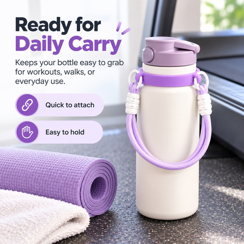 Silicone Water Bottle Handle Strap for Carrying – Portable Sling