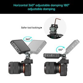 Camera Monitor Mount with Cold Shoe 1/4 Screw for 5" & 7" Monitor, 360°Swivel and 176° Tilt Field Mount Holder for LED Lights, Flash, Microphone, Video Shooting Photography Accessories