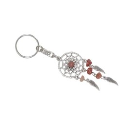 Jeannieparnell N392 - Dream Catcher & Natural Agate Gemstone Bead Charm Keyring Hanging Protection & Good Luck