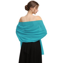 Chales y envolturas de gasa para vestidos de noche para mujer, elegante bufanda suave para novia, estola de boda, Turquesa (gasa), Talla única