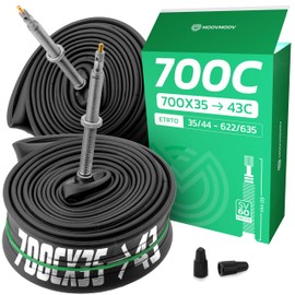 Bicycle Inner Tube 700Cx35-43 (ETRTO 35/44-622) x2 - Presta Valve 60 mm with Removable Insert - Compatible with Road Bikes / Gravel Bikes 28 Inch - High Resistance and Elasticity MOOVMOOV