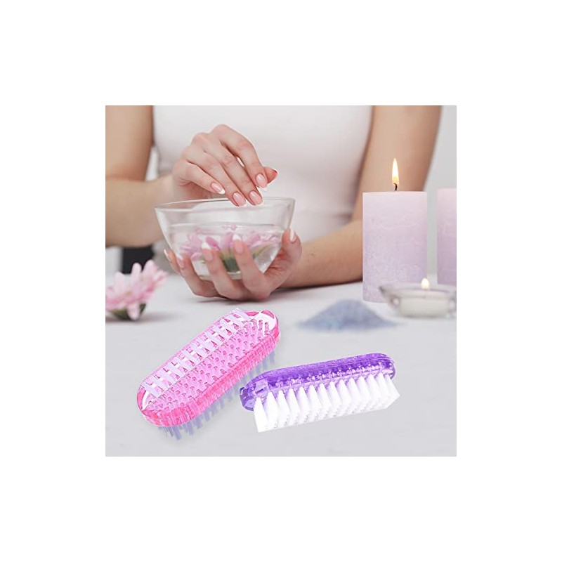 WATELL Double Sided Nail Brush - 4 Pcs with 2