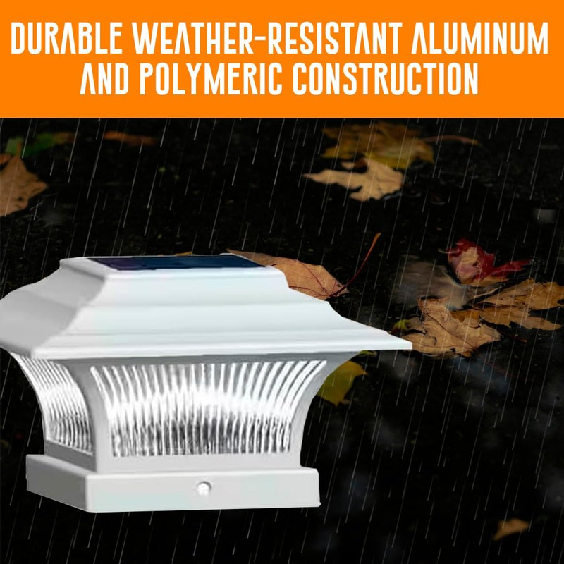 NINJAMO Outdoor LED Post Cap Solar Powered Cap Weather Resistant