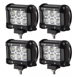 Bear Claw 4PCS 4 Inch 18W LED Spot Beam Cube Cree Fog Work Lights Pods Off Road SUV ATV