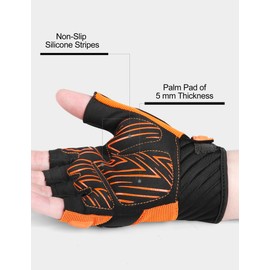 INBIKE Cycling Gloves For Mens MTB Fingerless Cycle Mountain Bike Womens Padded Road Gel Pad Half Finger Bicycle Biking Exercise Gym Accessories Orange XL