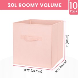 Criusia Storage Cubes- 11 Inch Cube Storage Bins for Organizing Shelves - Nursery Closet Organization Bins for Clothes Blanket - 10 Pack Collapsible Decorative Storage Box for Living Room (Pink)