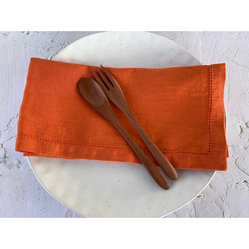 Linen Napkins –100% French Flax – Hemstitch Stonewashed Pure Linen