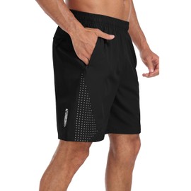 MoFiz Running Short for Men Quick Drying Hiking Workout Gym Activewear Drawstring Short Black,2XL