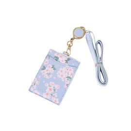 Coollooda Pass Case with Reel, Commuter Pass Case, Blue, 3.9 x 2.8 inches (10 x 7 cm), Elastic Reel, PU Leather, Double-Sided, ID Case, Card Case, Neck Strap, Hanging, Men's, Women's, Commuting to