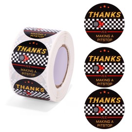 Tinoaly 500pcs Racing Car Decal, 1.5in Round Race Car Birthday Party Stickers Coated Paper Racer Thanks Stickers for Theme Party Craft Decoration Supplies