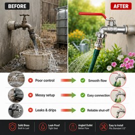 1/2 Inch Brass Faucet Valve for Garden Irrigation – Metal IBC Tank Tap Connector for Outdoor Hoses