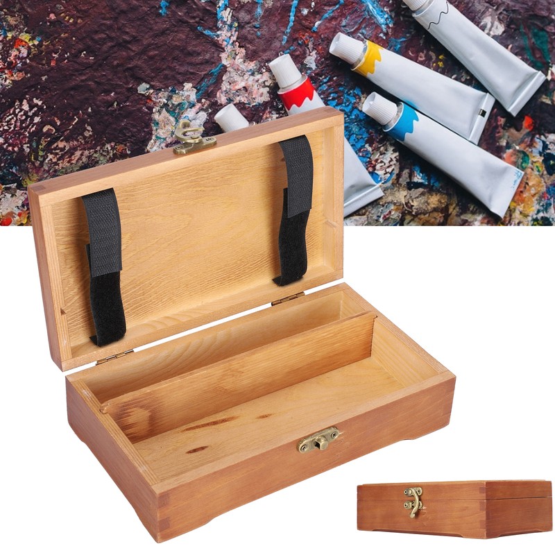Wooden Box Antique Rectangle Children Stationery Case Desktop MultiFunction Storage