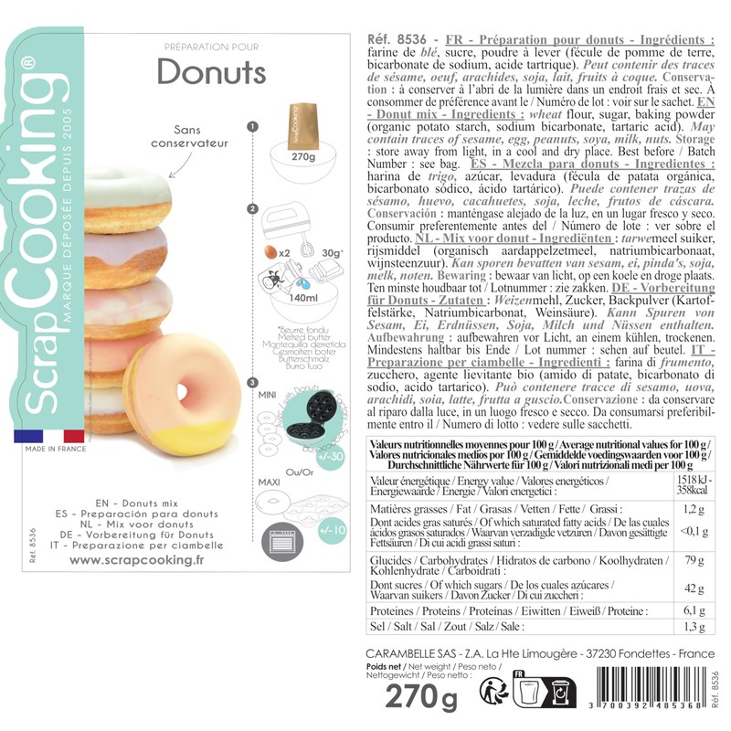 ScrapCooking - Preparazione per Ciambelle e Donuts 270 g -