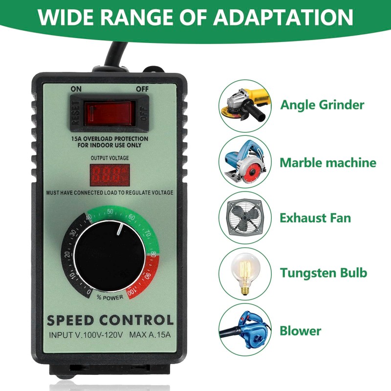 AC Motor Speed Controller, 110-120V 15A 4000W Variable Speed Controller
