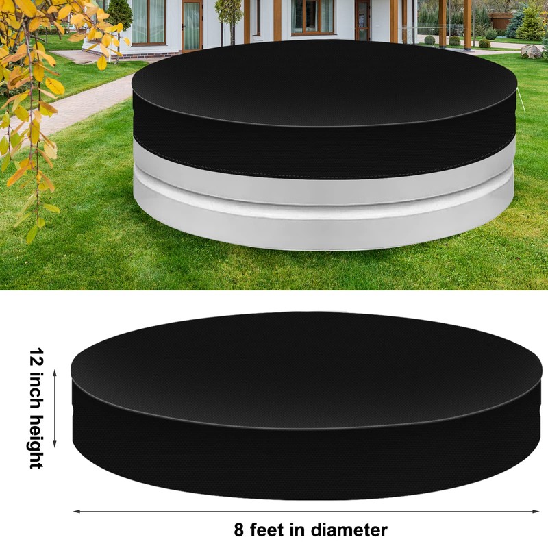 TOYMIS 8ft Round Stock Tank Pool Cover, Waterproof Dustproof Protector,