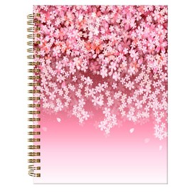 ZHIZHEND Spiral Journal Notebook,A5 Hardcover Lined Journals for Women Girl 6 x 8.3 in,120 Pages Thick Paper,Cute College Ruled Writing Notebook for Gifts Office Work School(Pink Cherry blossom)
