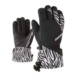 Ziener Children's Agil As(r) Ski Gloves, Winter Sports, Waterproof, Breathable, Black.wild Zebra Print, 3.5