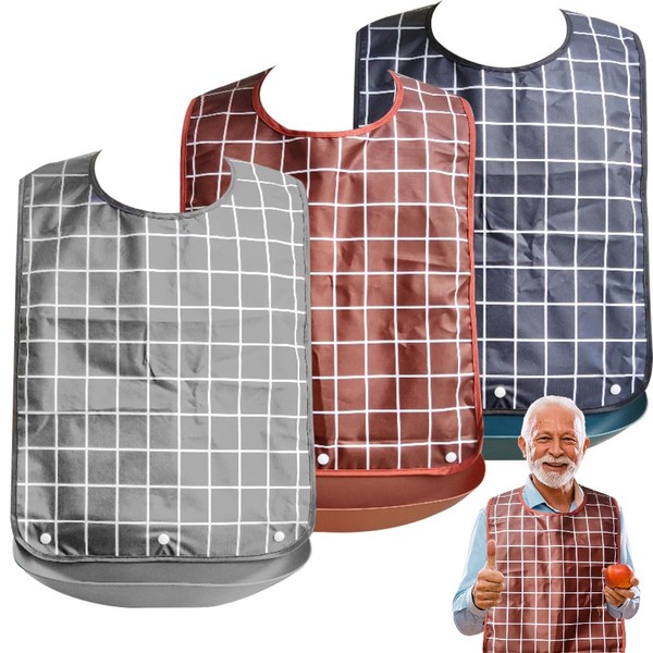 Lätzchen für Erwachsene, 3 Stück Latz für Senioren, Wasserdichte Schlabberlatz