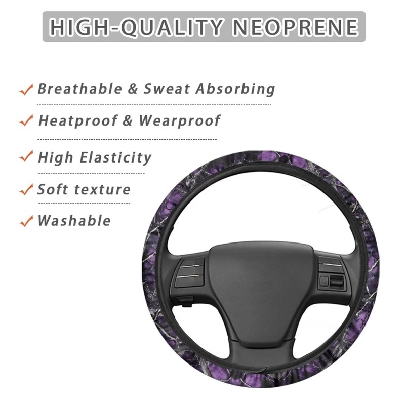 SEANATIVE Purple Camo Hunting Car Steering Wheel Cover Universal Car