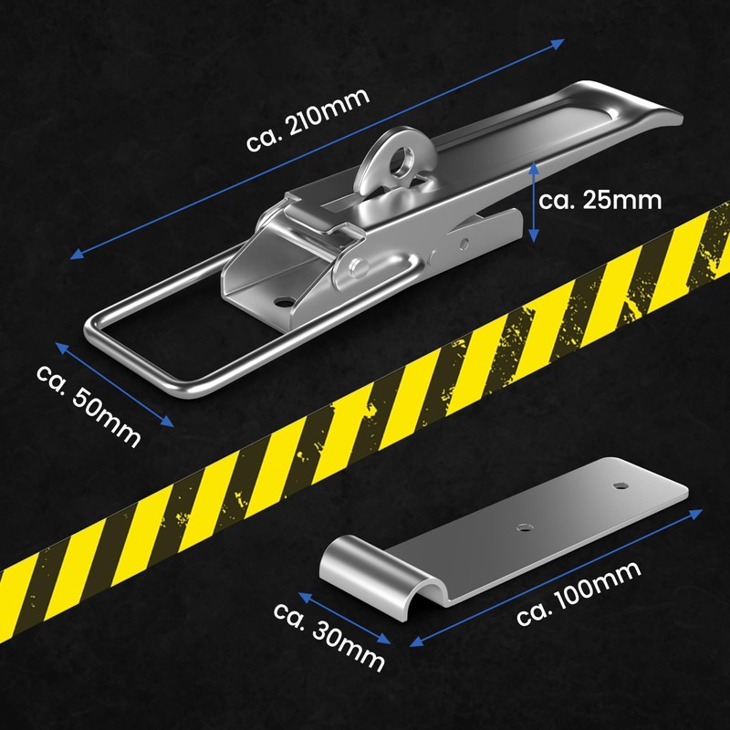 NTG Eccentric Lock with Mounting Plate, 210 mm, Galvanised and