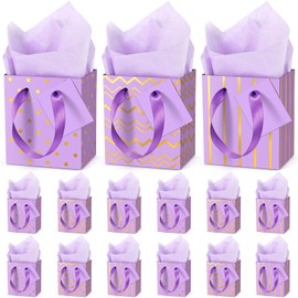 DOYIDE 30 Pcs Small Gift Bags with Handles, 4x2.75x4.5inch Mini Paper Gift Bags, Tiny Party Favor Bags with Tissue and Tag, Welcome Bags for Christmas Valentines Holidays Birthday Wedding Graduation