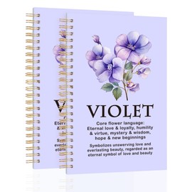 2 Pcs Spiral Journal Notebook for Women Men with 100 Pages, A5 College Ruled Hardcover Notebook for Office School Home,Twin-Wire Binding Notebook for Work and Study Flower Series Notebook Violet