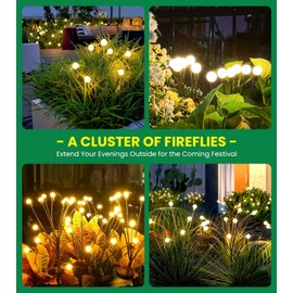 URAGO Solar Garden Lights, New Upgraded 2 Pack Solar Firefly Lights, Sway by Wind, Solar Outdoor Lights Waterproof, High Flexibility Swaying Solar Lights for Outside Yard Patio Pathway Decoration