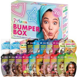 7th Heaven Bumper Box Skin Care Gift Collection, Pack of 20 Face, Hair and Body Masks, Mud, Cream and Peel-Off Variety, Deeply Moisturising, Hydrating and Fruity Pamper Set