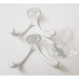 National Hardware 4PK National Hardware Door/Wall Mount White Double Clothes Garment Hooks Hangers