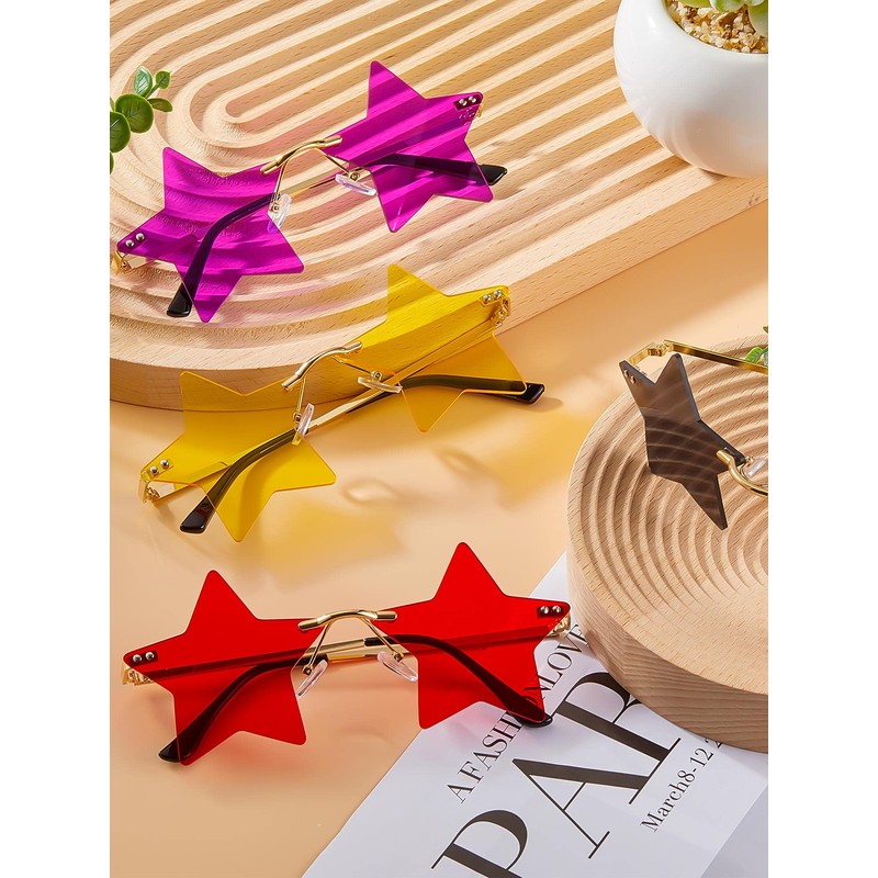 Frienda 4 Pairs Star Shape Sunglasses Star Shape Personality Sun