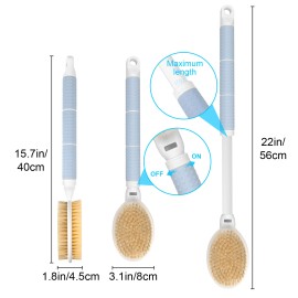 TheSiliconValley 2-in-1 Telescopic Long Handle Shower Brush Back Exfoliating Scrubber & Massager