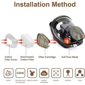 goambuy Full Protective Mask, Respirator Mask, Reusable, 20 Filter Protective Mask with Activated Carbon Filter for Painting, Protects Against Gas, Paint, Dust, Chemicals and Other Work Safety