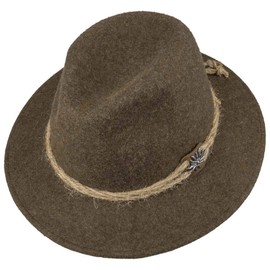 Lodenhut Manufaktur Edelweiss Traveller Hat Wool Felt Hat Hiking Hat, brown-mottled