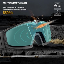 OneTigris Airsoft Goggles, Tactical Shooting Glasses with 3 Interchangable Lens, UV Protection Anti Fog Paintball Glasses for Paintball, Riding, Shooting, Hunting, Cycling, OD Green